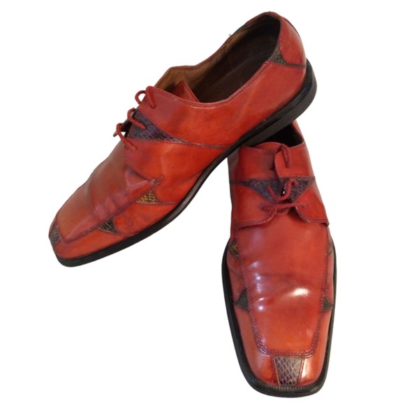 Giorgio Brutini Private Collection Snakeskin Red Bown Dress Shoes Men’s Size 11M - Picture 1 of 8